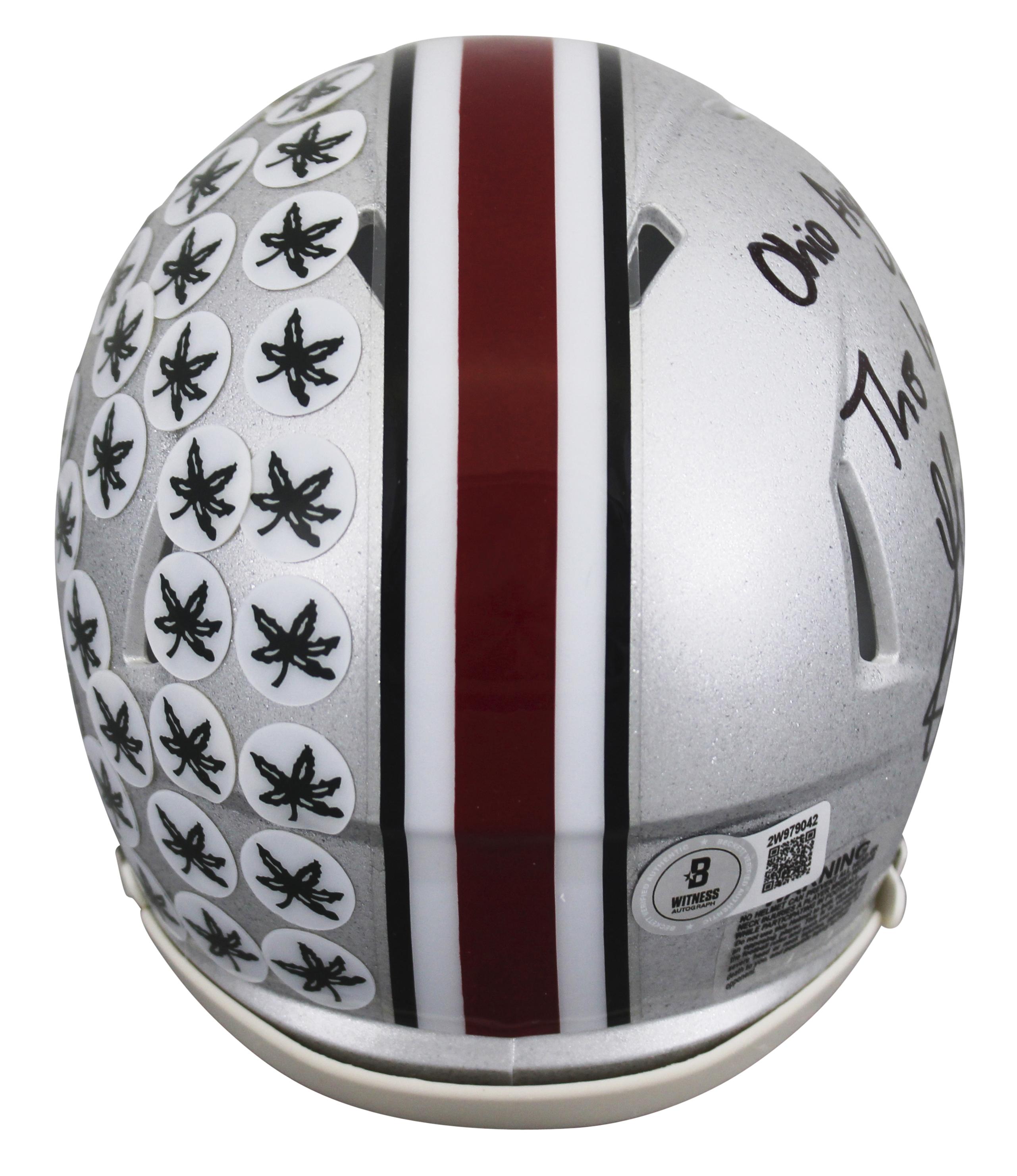 Jack Sawyer Signed Ohio State Buckeyes Speed Mini Helmet Inscribed "Ohio Against the World" (Beckett) at PristineAuction.com Jack Sawyer Signed Ohio State Buckeyes Speed Mini Helmet Inscribed "Ohio Against the World" (Beckett) at PristineAuction.com