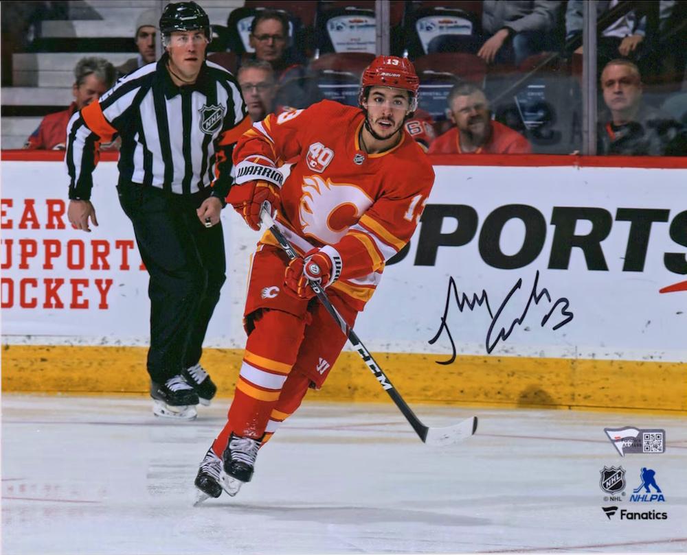 Johnny Gaudreau Signed Flames 8x10 Photo (Fanatics) at PristineAuction.com Johnny Gaudreau Signed Flames 8x10 Photo (Fanatics) at PristineAuction.com