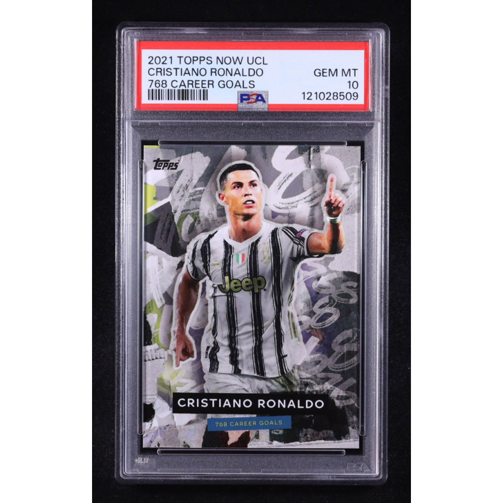 Cristiano Ronaldo 2021 Topps Now UEFA Champions League #NNO / 768 Career Goals (PSA 10) at PristineAuction.com