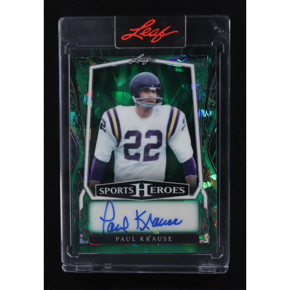 Paul Krause 2025 Leaf Sports Heroes Green Autographs #BA-PK1 #6/9 at PristineAuction.com