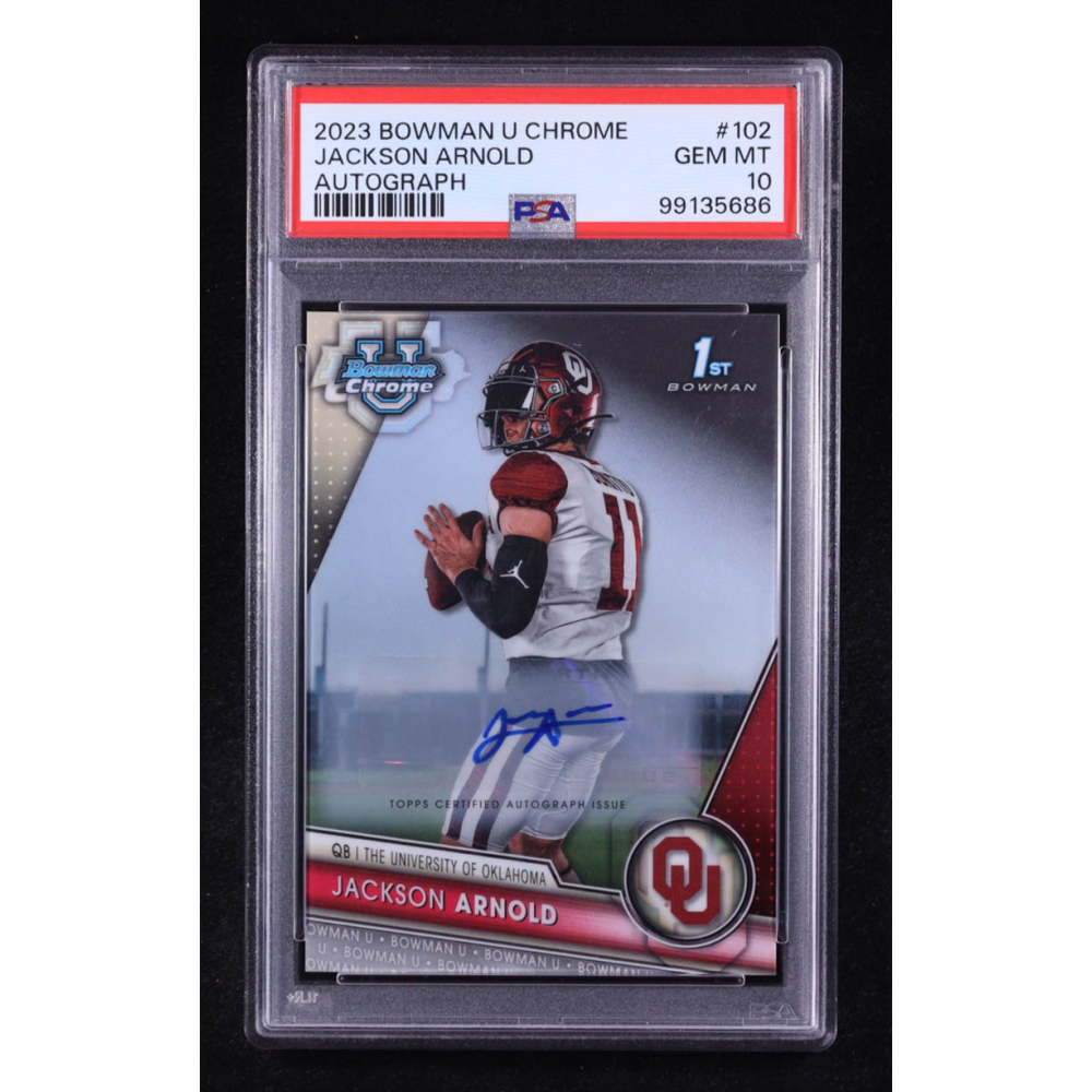 Jackson Arnold 2023 Bowman Chrome University Autographs #102 RC (PSA 10) at PristineAuction.com