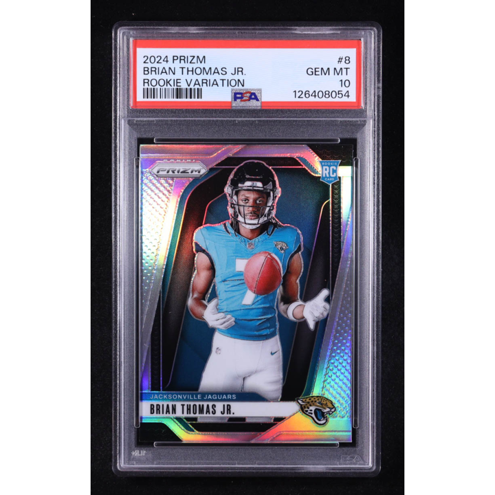 Brian Thomas Jr. 2024 Panini Prizm Rookie Variations Prizms Silver #8 RC (PSA 10) at PristineAuction.com