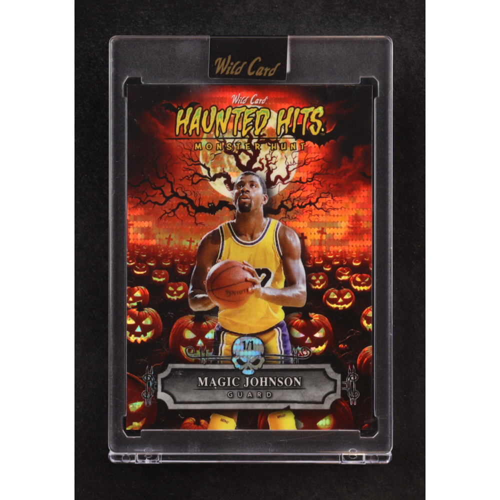 Magic Johnson 2025 Wild Card Haunted Hits Monster Hunt Pumpkins Orange Pulsar #HHP-MJ #1/1 at PristineAuction.com