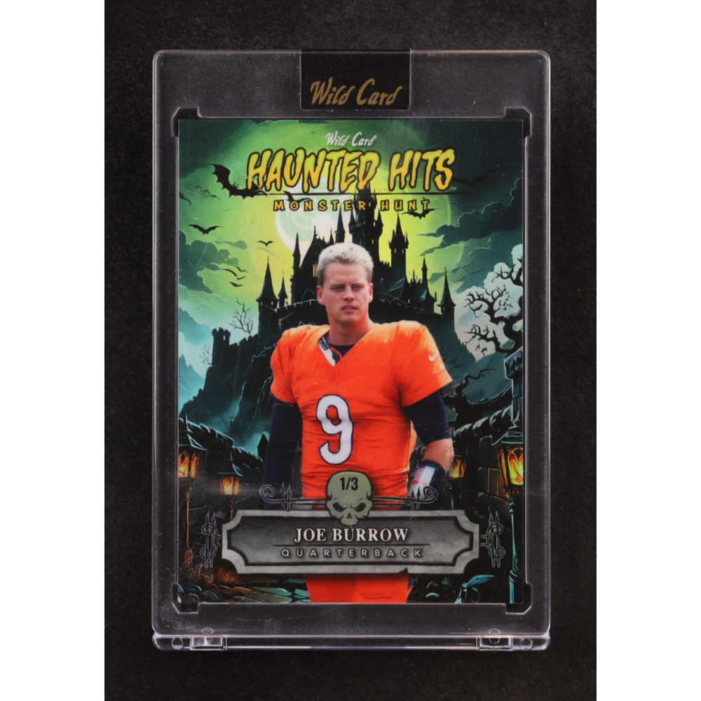 Joe Burrow 2025 Wild Card Haunted Hits Monster Hunt Castle Green Rainbow Foil #HHCC-JB #1/3 at PristineAuction.com