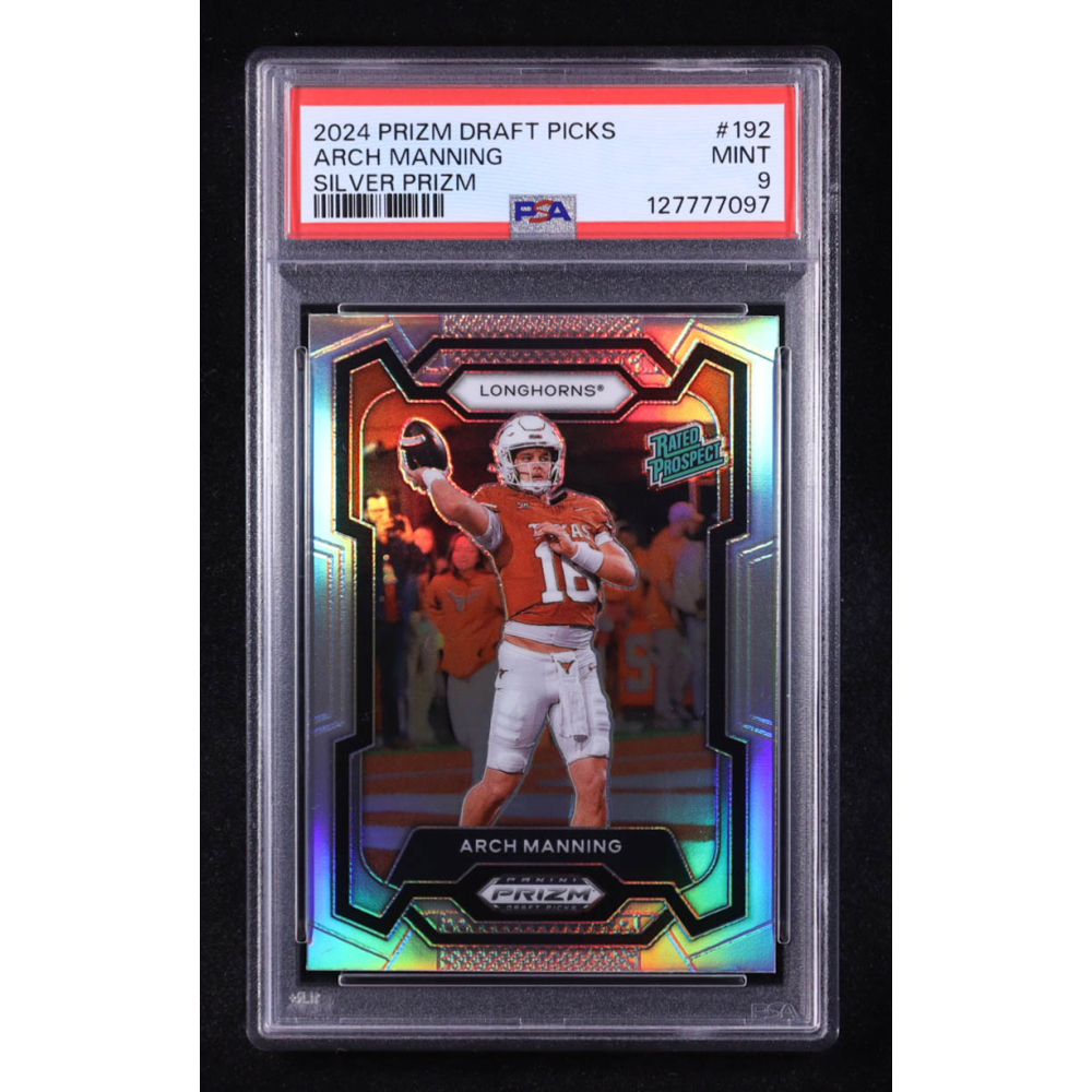 Arch Manning 2024 Panini Prizm Draft Picks Prizms Silver #192 RC (PSA 9) at PristineAuction.com