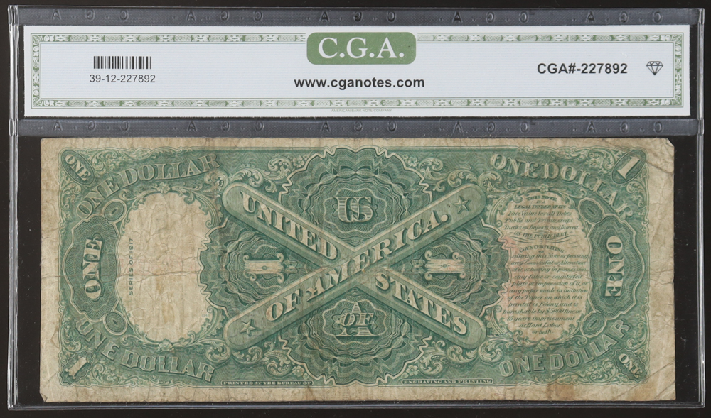 1917 $1 United States Treasury Legal Tender Note (CGA 12) at PristineAuction.com 1917 $1 United States Treasury Legal Tender Note (CGA 12) at PristineAuction.com