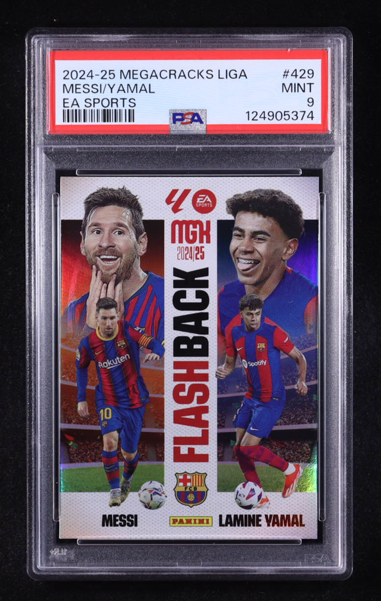 Carte Panini La Liga 2024/25 Megacracks N°429 – Lamine Yamal & Lionel Messi Flashback