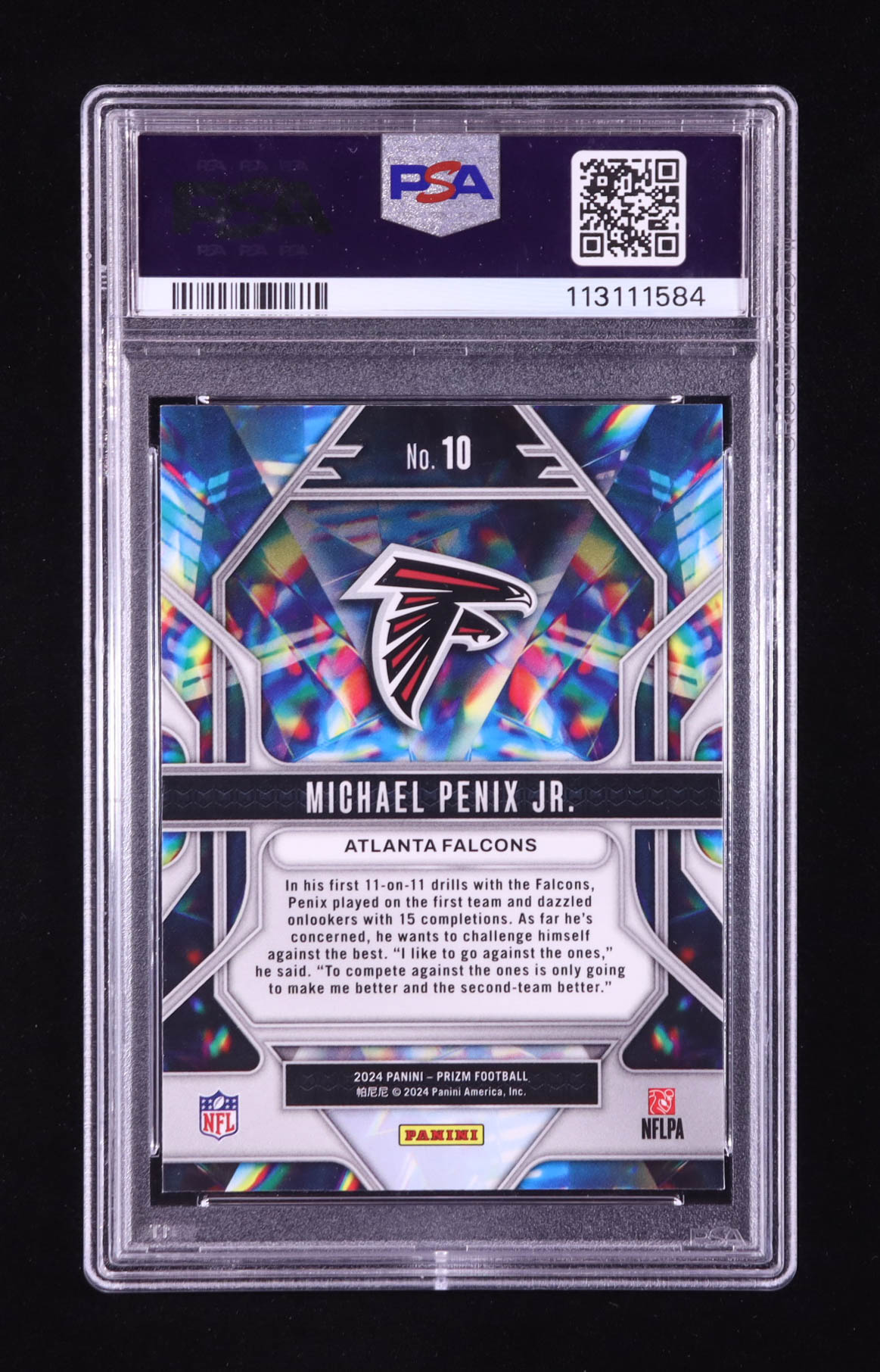 Michael Penix Jr. 2024 Panini Prizm Prizmatic #10 RC (PSA 10) at PristineAuction.com Michael Penix Jr. 2024 Panini Prizm Prizmatic #10 RC (PSA 10) at PristineAuction.com