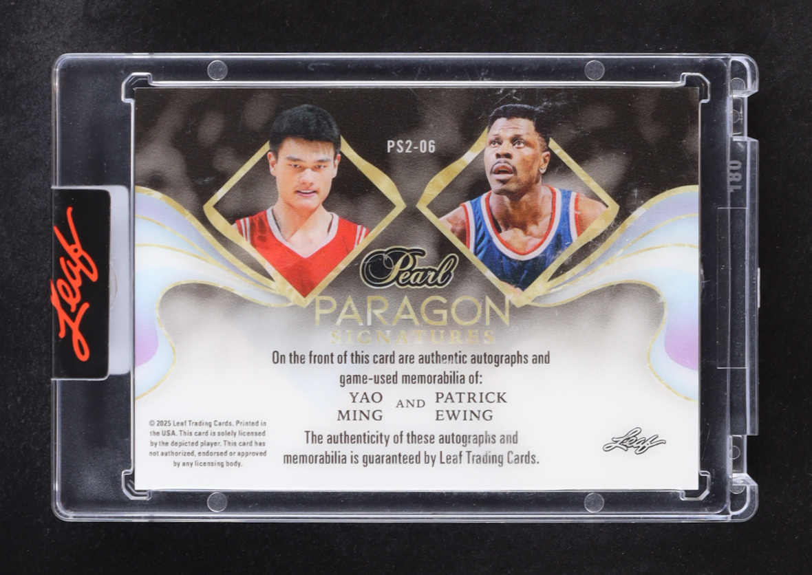 Yao Ming / Patrick Ewing 2025 Leaf Pearl Paragon Signatures #PS2-06 #1/4 at PristineAuction.com Yao Ming / Patrick Ewing 2025 Leaf Pearl Paragon Signatures #PS2-06 #1/4 at PristineAuction.com