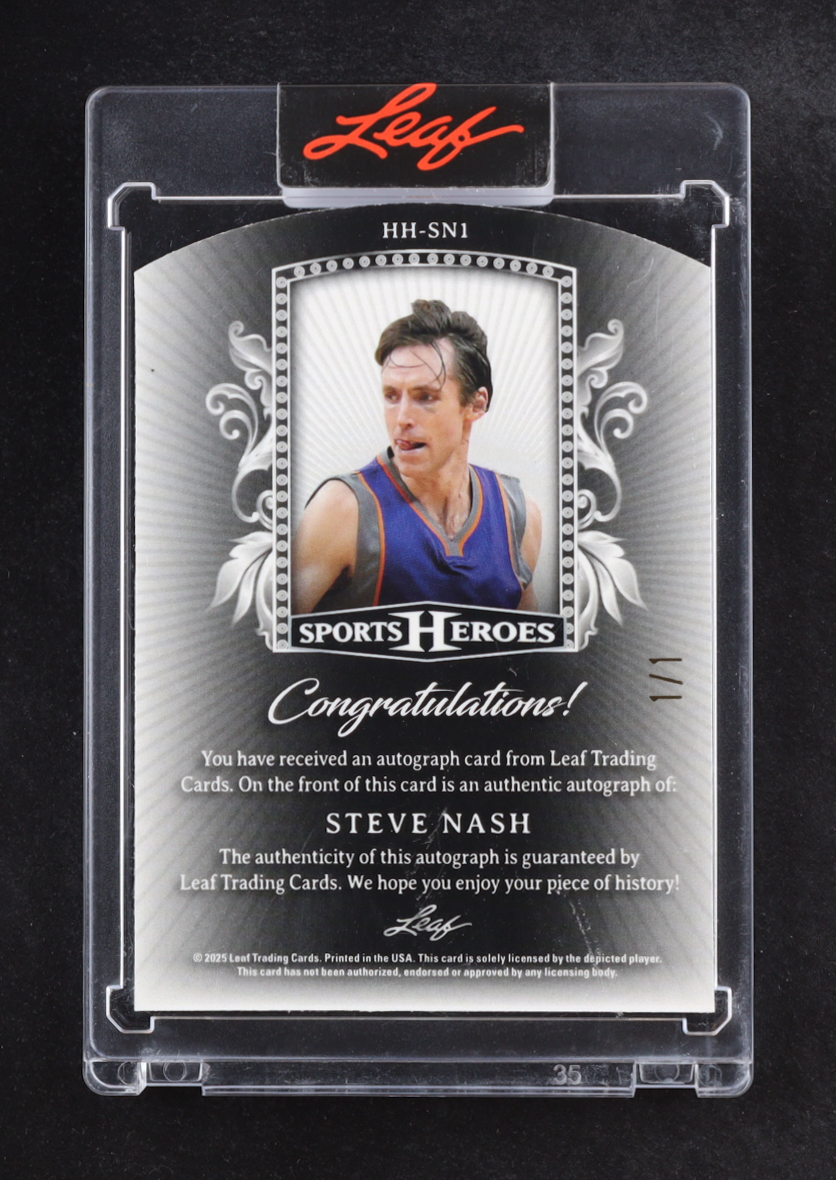 Steve Nash 2025 Leaf Sports Heroes Purple Autographs #HH-SN1 #1 /1 at PristineAuction.com Steve Nash 2025 Leaf Sports Heroes Purple Autographs #HH-SN1 #1 /1 at PristineAuction.com