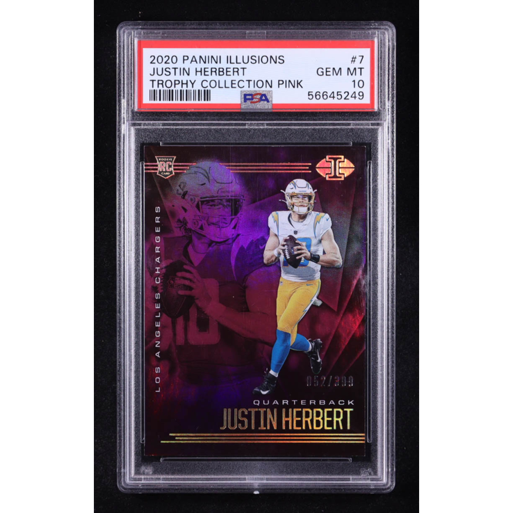 Justin Herbert 2020 Panini Illusions Pink #7 RC #052/399 (PSA 10) at PristineAuction.com