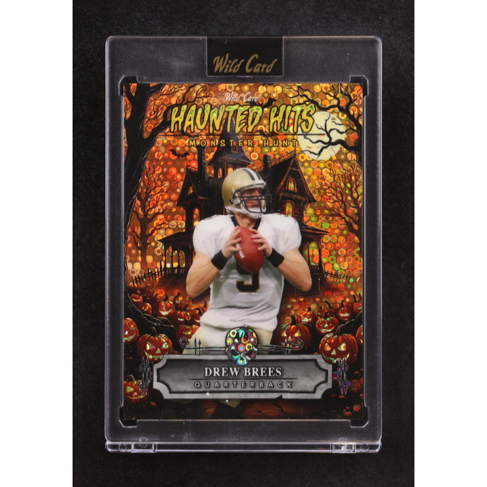 Drew Brees 2025 Wild Card Haunted Hits Monster Hunt Haunted House Orange Donut Circles #HHH-DB #4/4 at PristineAuction.com