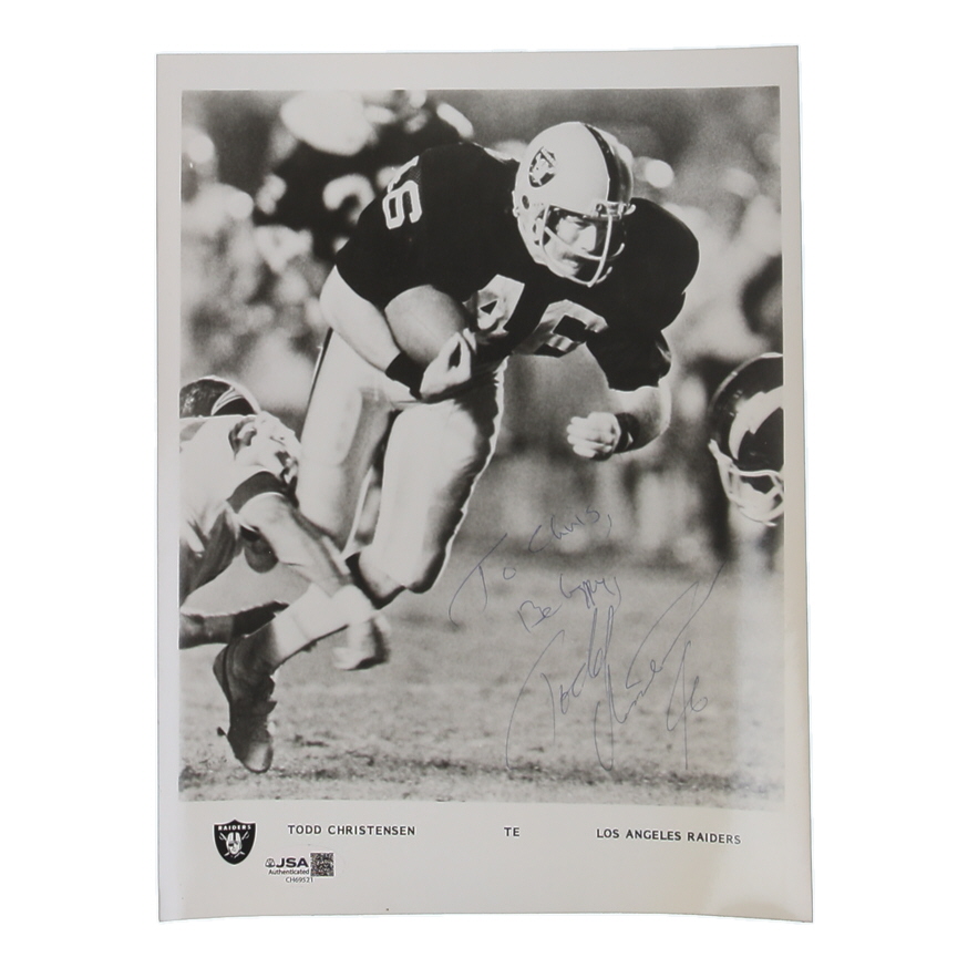 Todd Christensen Signed Raiders 8x10 Photo with Inscription (JSA) at PristineAuction.com Todd Christensen Signed Raiders 8x10 Photo with Inscription (JSA) at PristineAuction.com