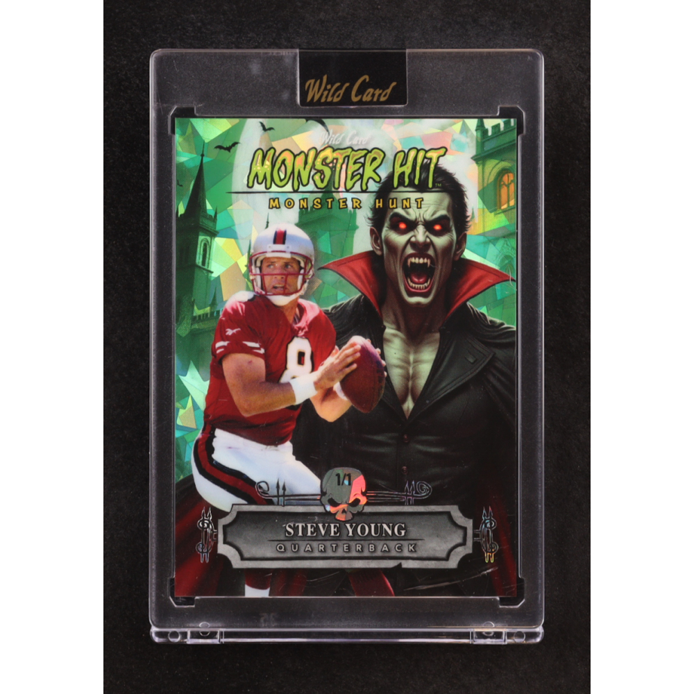 Steve Young 2025 Wild Card Monster Hit Monster Hunt Dracula Green Crystal #MHCD-SY #1/1 at PristineAuction.com