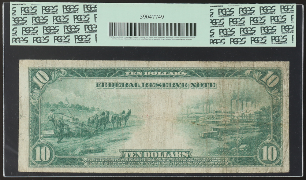 1914 $10 Ten Dollars Blue Seal Federal Reserve Bank Note - San Francisco (PCGS 10) at PristineAuction.com 1914 $10 Ten Dollars Blue Seal Federal Reserve Bank Note - San Francisco (PCGS 10) at PristineAuction.com