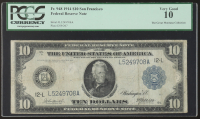 1914 $10 Ten Dollars Blue Seal Federal Reserve Bank Note - San Francisco (PCGS 10) at PristineAuction.com