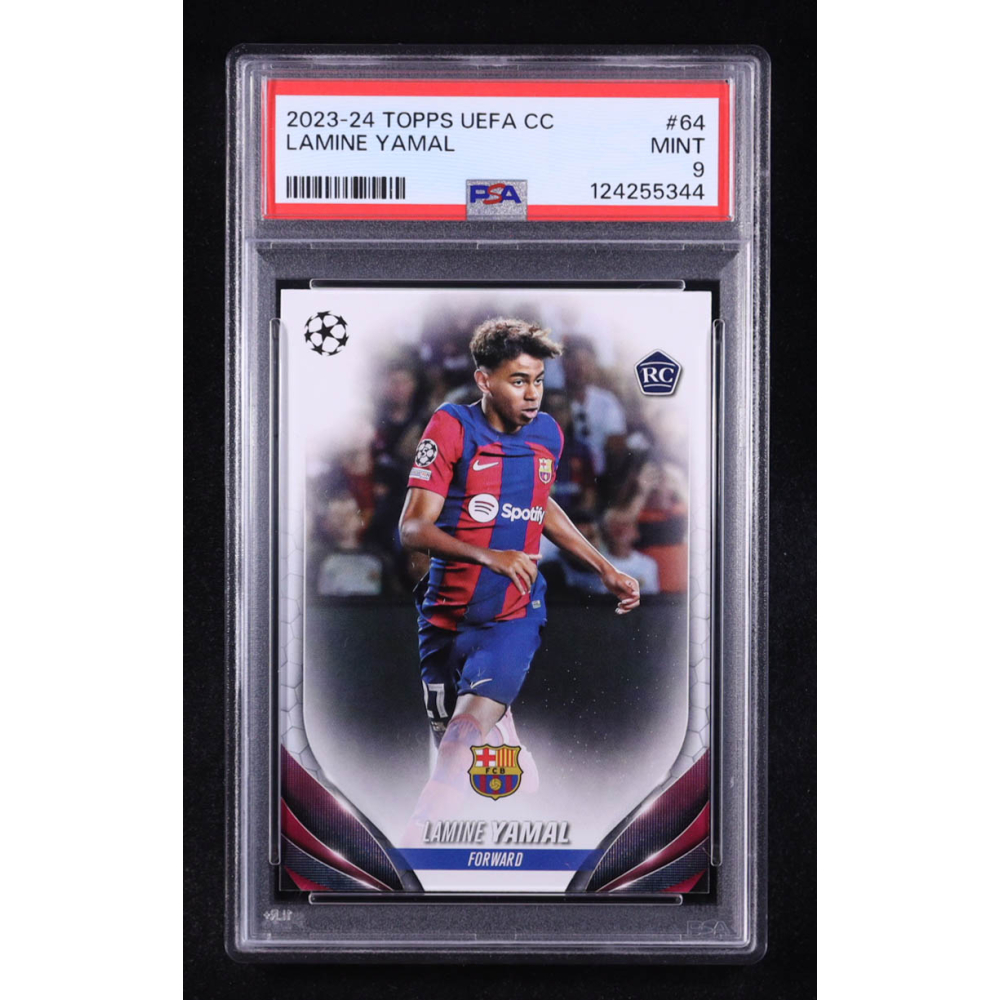 Lamine Yamal 2023-24 Topps UEFA Club Competitions #64 RC (PSA 9) at PristineAuction.com