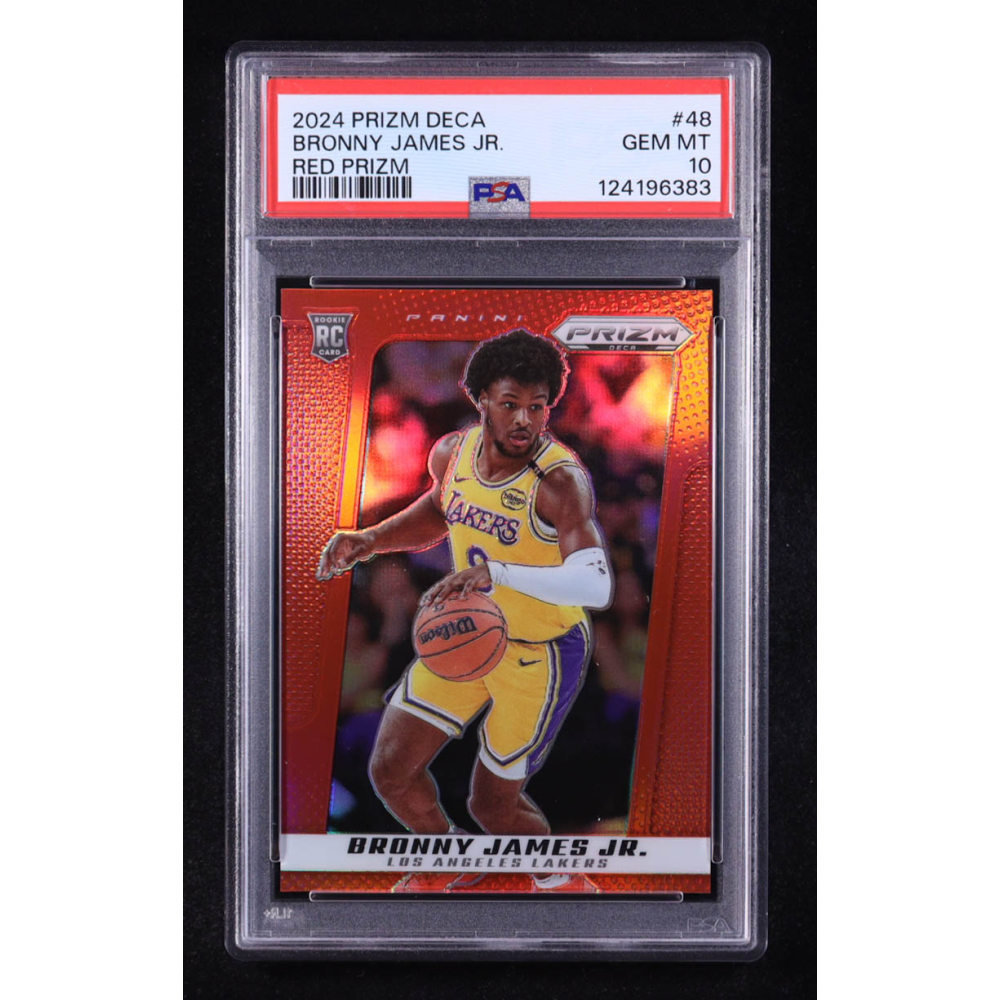 Bronny James Jr. 2024-25 Prizm Deca Prizms Red #48 RC #066/199 (PSA 10) at PristineAuction.com