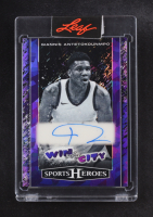 Giannis Antetokounmpo 2025 Leaf Sports Heroes Win City Purple Autographs #WC-GA1 #12/15 at PristineAuction.com