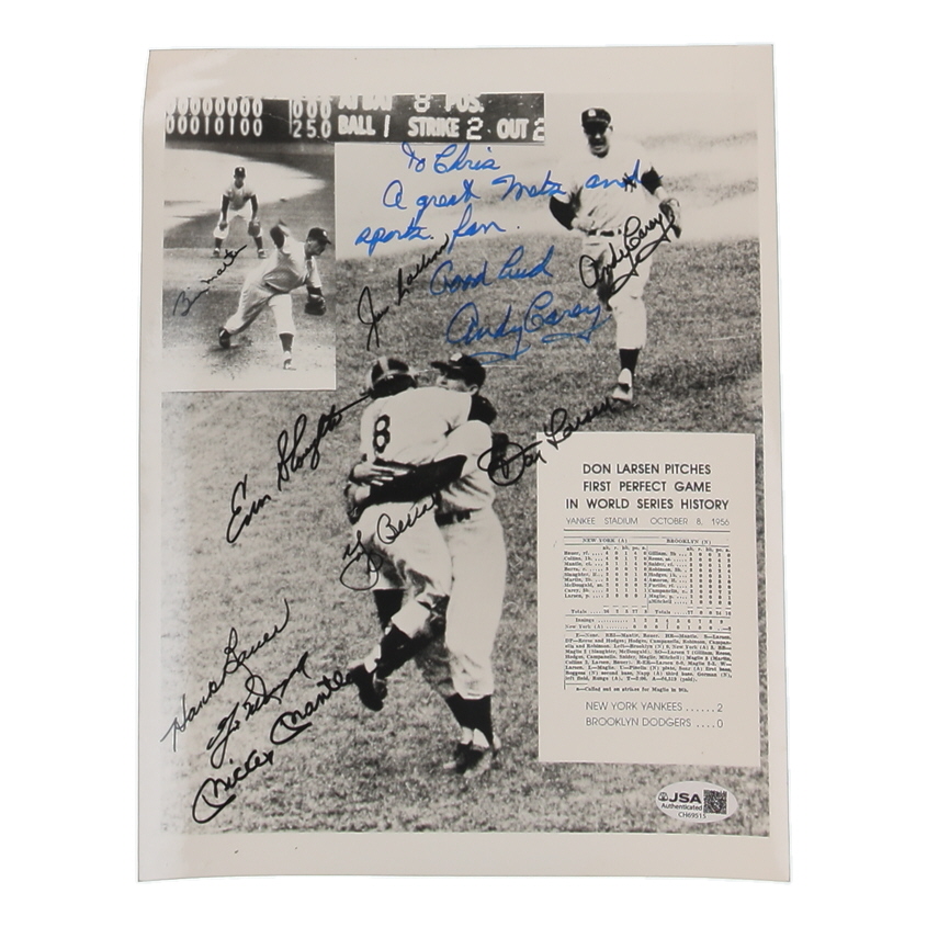 Andy Carey Signed "Don Larsen's 1st Perfect Game" 8x10 Photo Inscribed "Good Luck" & "A Great Sports Fan" (JSA) at PristineAuction.com Andy Carey Signed "Don Larsen's 1st Perfect Game" 8x10 Photo Inscribed "Good Luck" & "A Great Sports Fan" (JSA) at PristineAuction.com