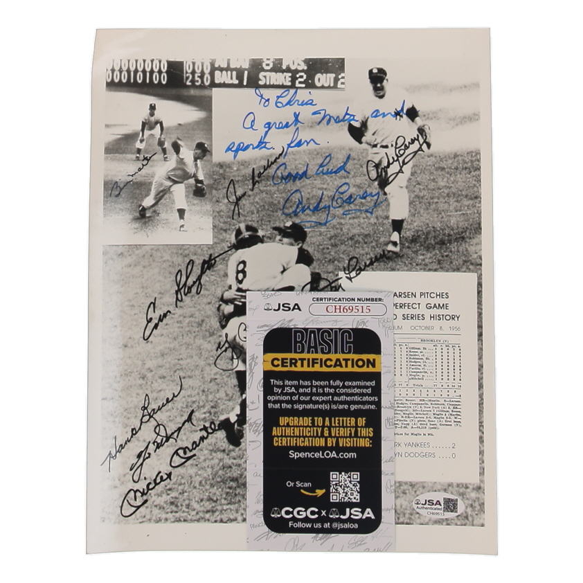 Andy Carey Signed "Don Larsen's 1st Perfect Game" 8x10 Photo Inscribed "Good Luck" & "A Great Sports Fan" (JSA) at PristineAuction.com Andy Carey Signed "Don Larsen's 1st Perfect Game" 8x10 Photo Inscribed "Good Luck" & "A Great Sports Fan" (JSA) at PristineAuction.com