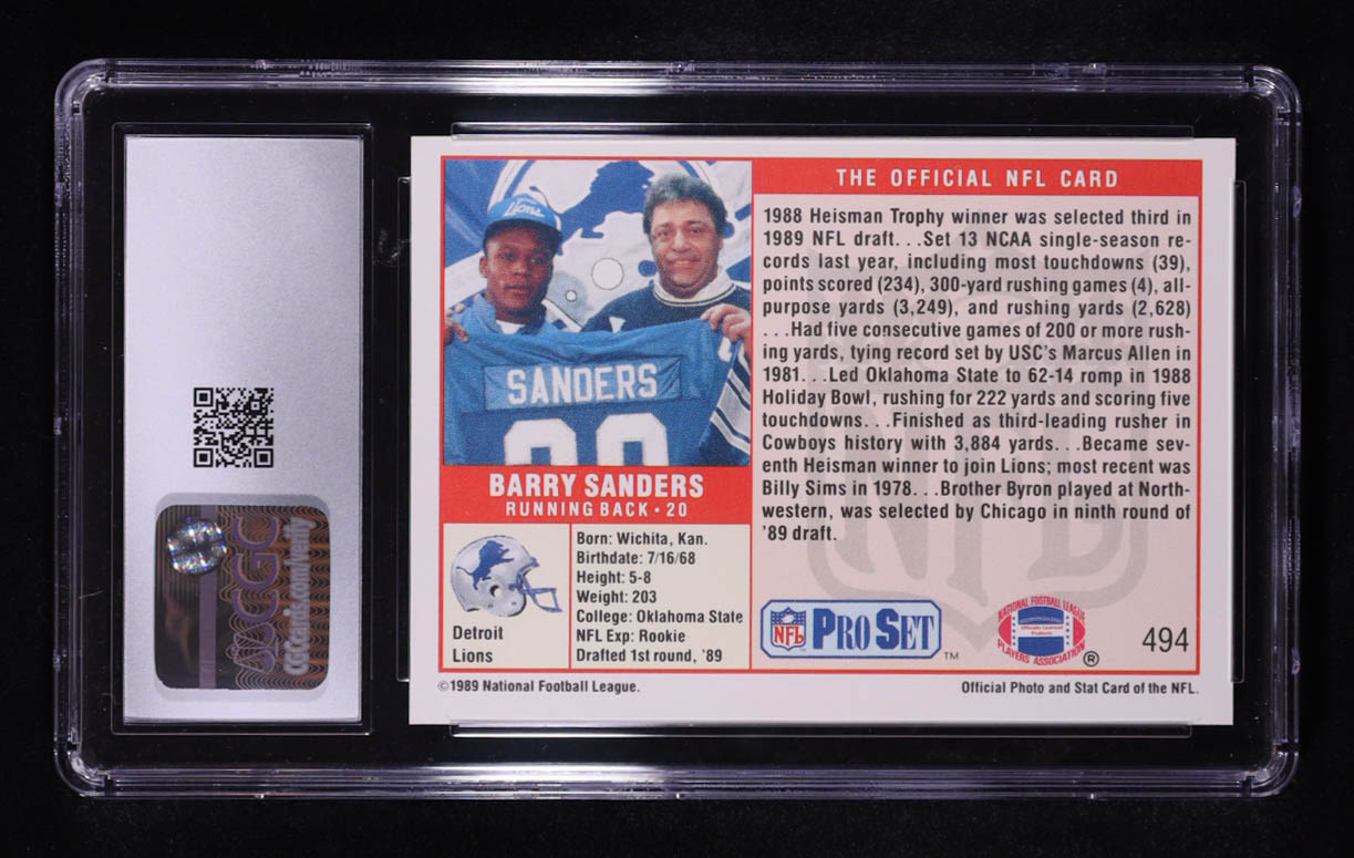 Barry Sanders 1989 Pro Set #494 RC (CGC 8.5) at PristineAuction.com Barry Sanders 1989 Pro Set #494 RC (CGC 8.5) at PristineAuction.com