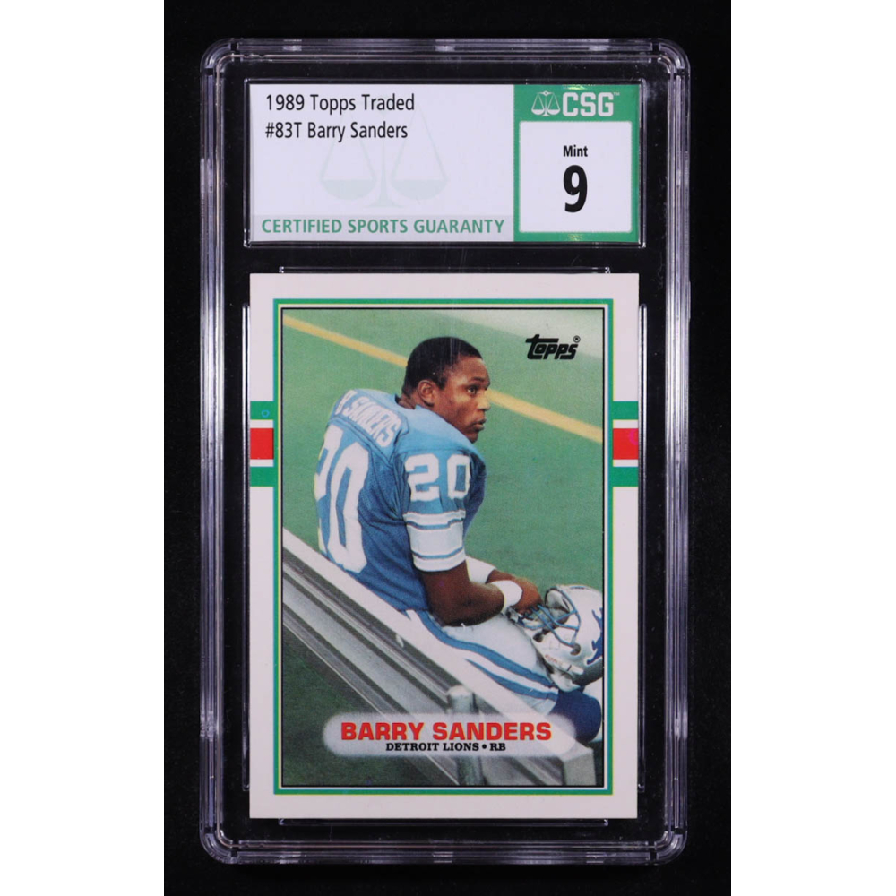 Barry Sanders 1989 Topps Traded #83T RC (CSG 9) at PristineAuction.com