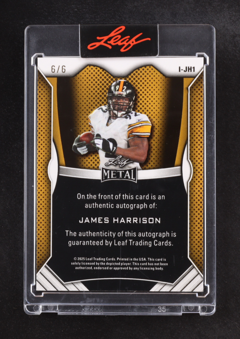 James Harrison 2025 Leaf Metal Autographs #I-JH1 #6/6 at PristineAuction.com James Harrison 2025 Leaf Metal Autographs #I-JH1 #6/6 at PristineAuction.com