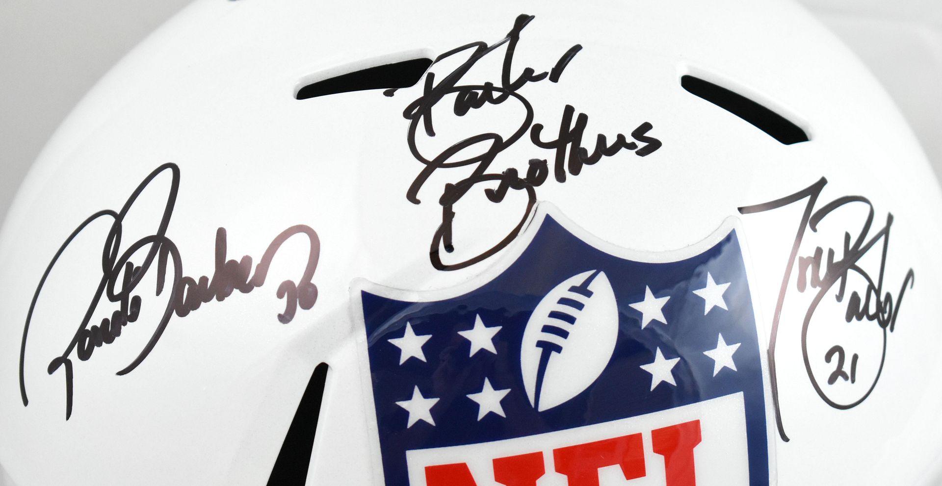 Tiki Barber & Ronde Barber Signed NFL Shield Full-Size Authentic On-Field Speed Helmet Inscribed "Barber Brothers" (Beckett) at PristineAuction.com Tiki Barber & Ronde Barber Signed NFL Shield Full-Size Authentic On-Field Speed Helmet Inscribed "Barber Brothers" (Beckett) at PristineAuction.com