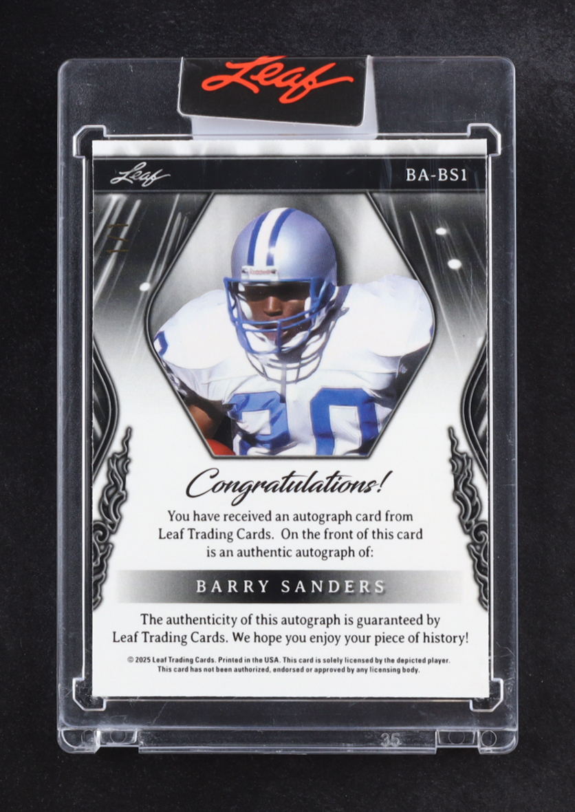 Barry Sanders 2025 Leaf Sports Heroes Autographs #BA-BS1 #1/1 at PristineAuction.com Barry Sanders 2025 Leaf Sports Heroes Autographs #BA-BS1 #1/1 at PristineAuction.com
