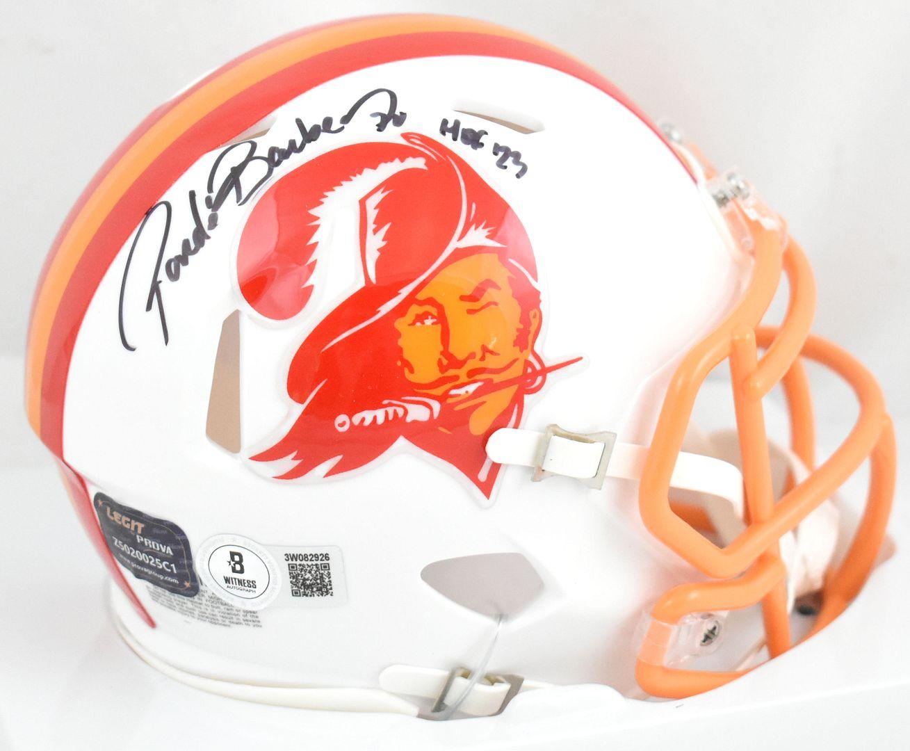 Ronde Barber Signed Buccaneers Throwback Alternate Speed Mini Helmet Inscribed "HOF 23" (Beckett) at PristineAuction.com Ronde Barber Signed Buccaneers Throwback Alternate Speed Mini Helmet Inscribed "HOF 23" (Beckett) at PristineAuction.com