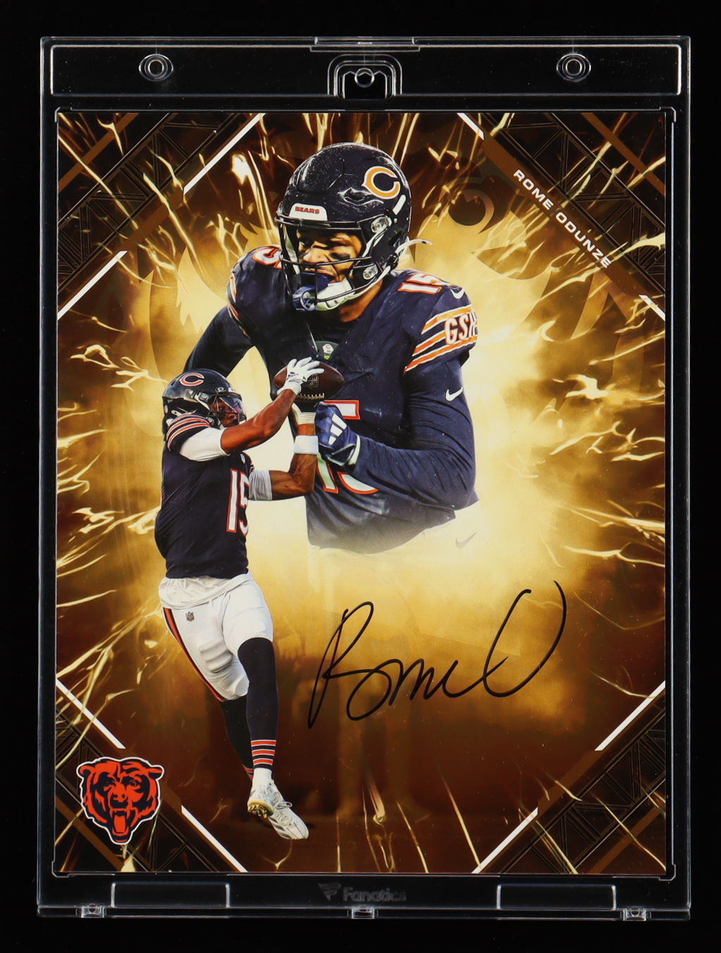 Rome Odunze Signed 2025 Fanatics Under Wraps Emanate NFL Football Gold 8x10 Photo #21/25 (Fanatics) at PristineAuction.com Rome Odunze Signed 2025 Fanatics Under Wraps Emanate NFL Football Gold 8x10 Photo #21/25 (Fanatics) at PristineAuction.com