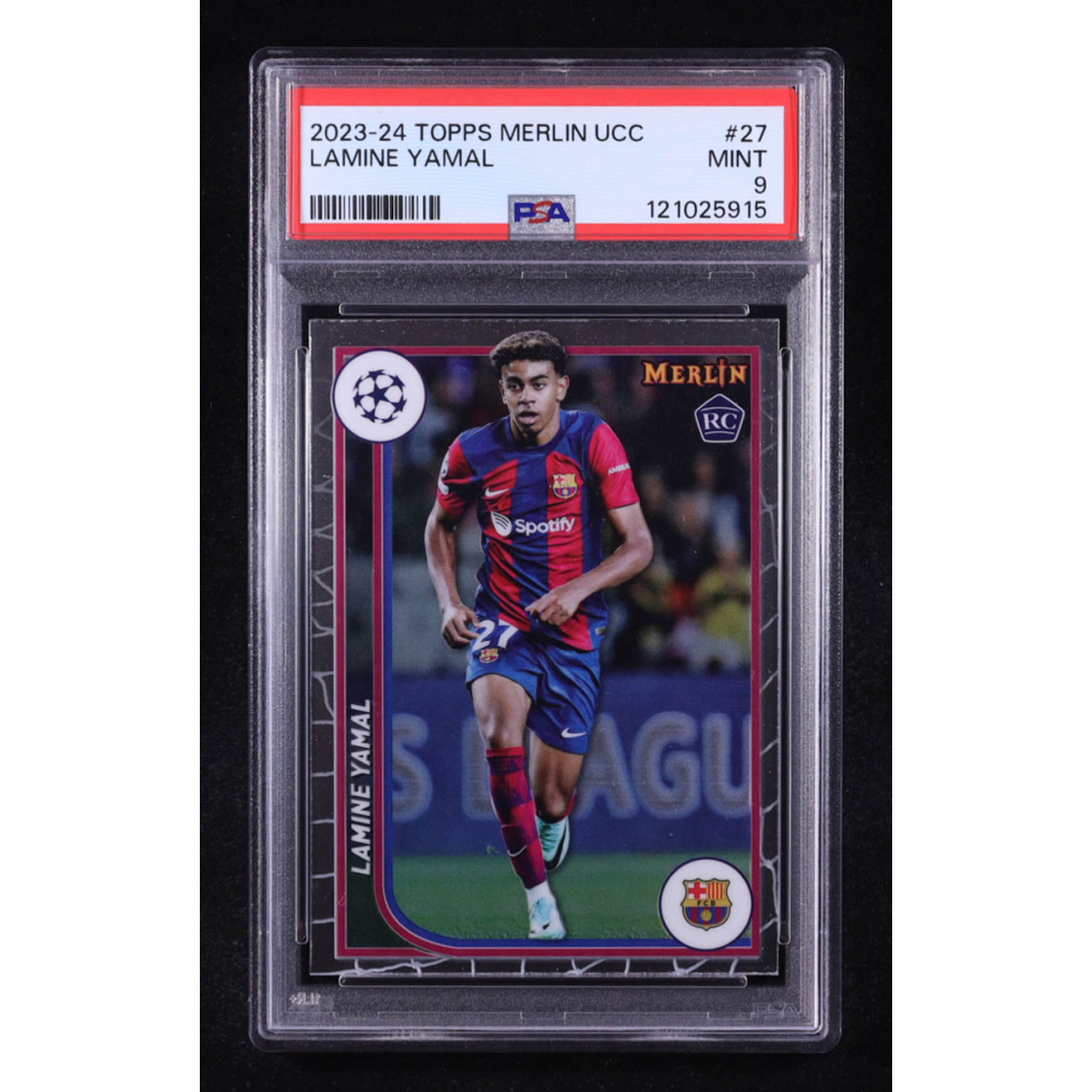 Lamine Yamal 2023-24 Merlin UEFA Club Competitions #27 RC (PSA 9) at PristineAuction.com