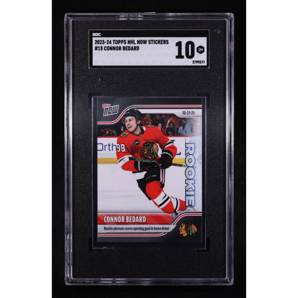 Connor Bedard 2023-24 Topps Now Stickers #15 RC (SGC 10) at PristineAuction.com