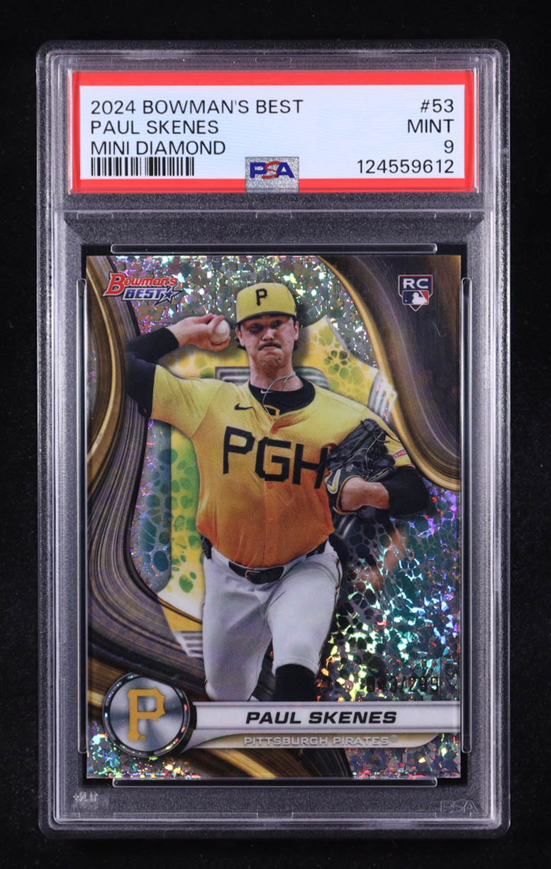 Paul Skenes 2024 Bowman's Best Mini-Diamond Refractors #53 RC #043/299 (PSA 9) at PristineAuction.com Paul Skenes 2024 Bowman's Best Mini-Diamond Refractors #53 RC #043/299 (PSA 9) at PristineAuction.com