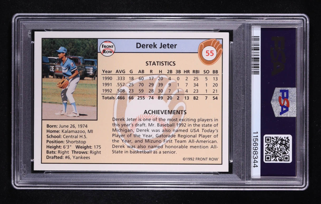 Derek Jeter 1992 Front Row Draft Picks #55 RC (PSA 9) at PristineAuction.com Derek Jeter 1992 Front Row Draft Picks #55 RC (PSA 9) at PristineAuction.com
