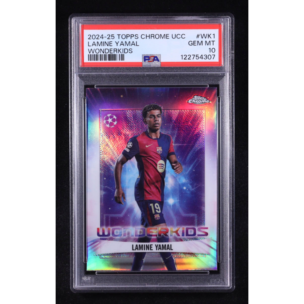 Lamine Yamal 2024-25 Topps Chrome UEFA Club Competitions Wonderkids #WK1 (PSA 10) at PristineAuction.com