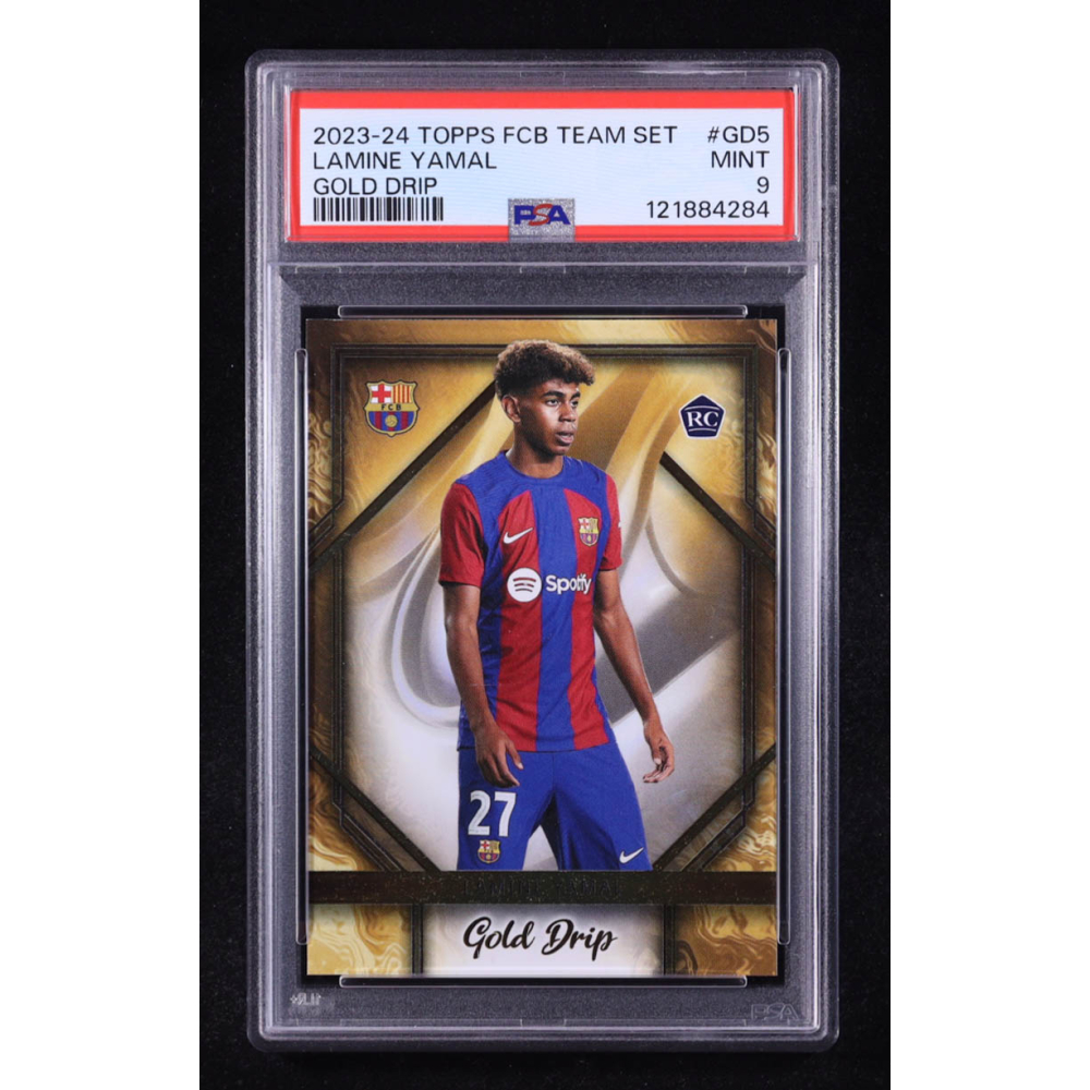 Lamine Yamal 2023-24 FC Barcelona Topps Team Set Gold Drip Icy Foil #GD5 RC (PSA 9) at PristineAuction.com