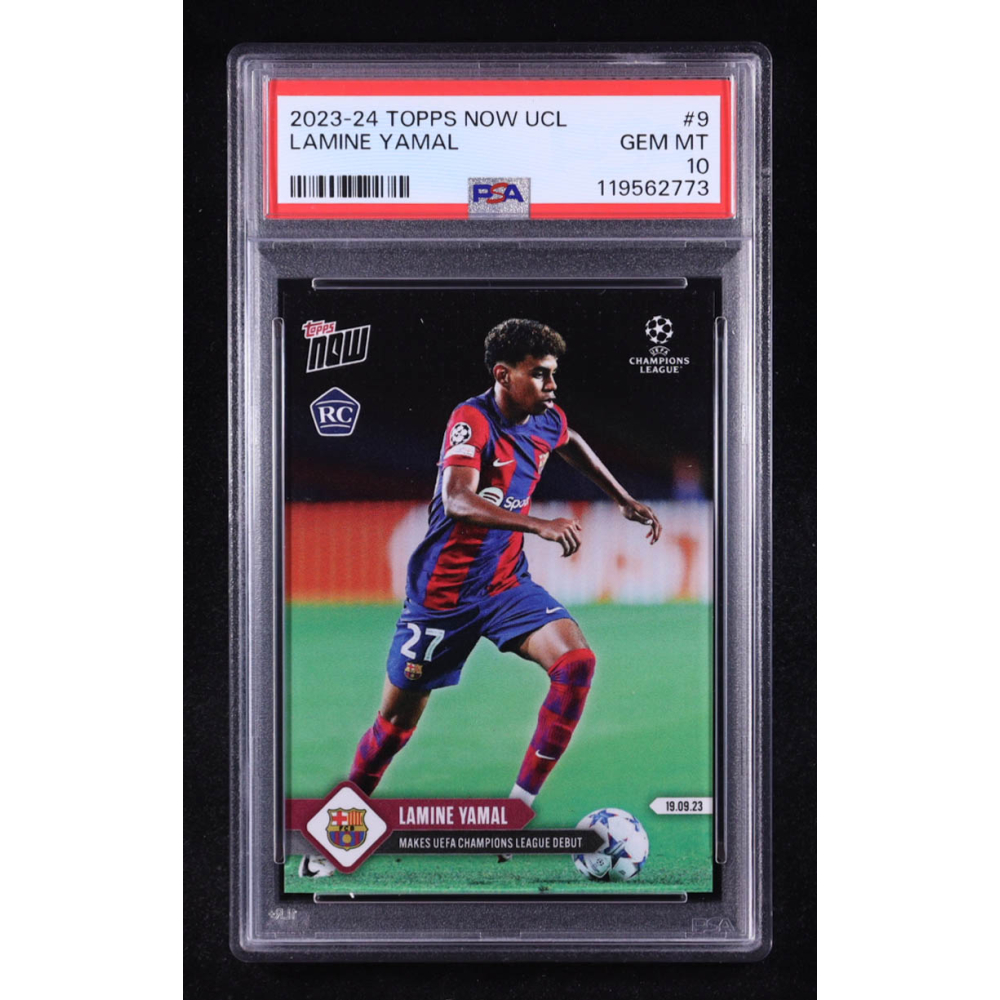 Lamine Yamal 2023-24 Topps Now UEFA Champions League #9 RC (PSA 10) at PristineAuction.com