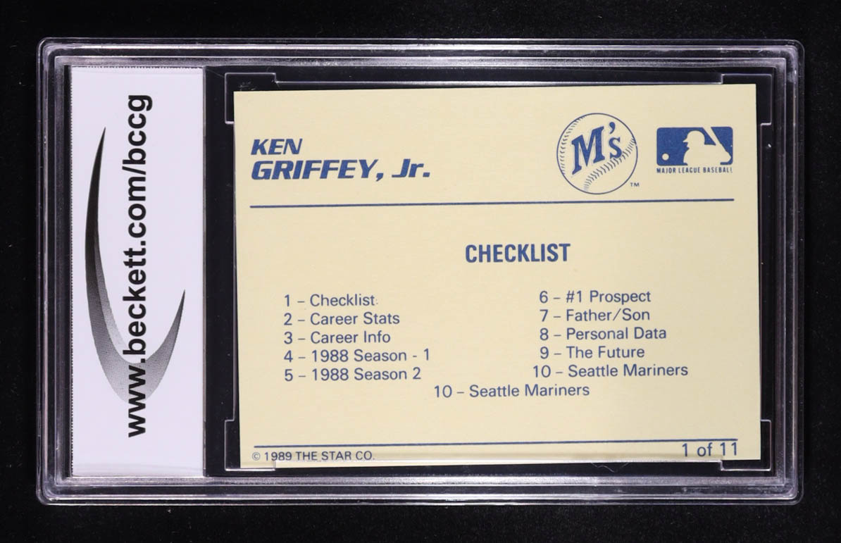 Ken Griffey Jr. 1989 Star White Blue Checklist #1 RC (BCCG 10) at PristineAuction.com Ken Griffey Jr. 1989 Star White Blue Checklist #1 RC (BCCG 10) at PristineAuction.com