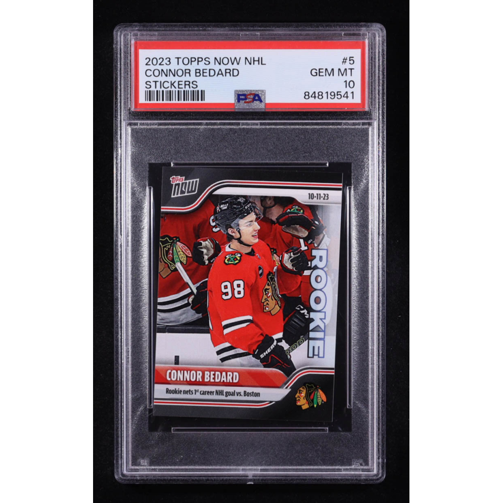 Connor Bedard 2023-24 Topps Now Stickers #5 RC (PSA 10) at PristineAuction.com