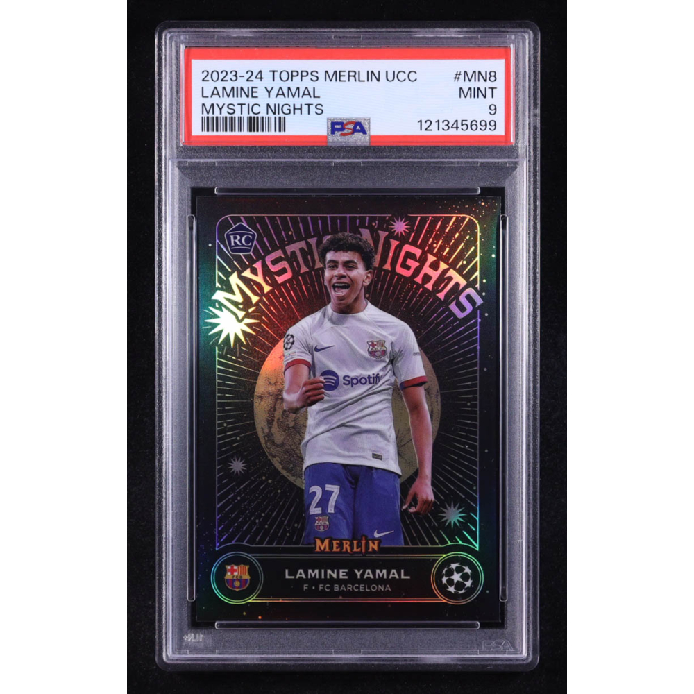 Lamine Yamal 2023-24 Merlin UEFA Club Competitions Mystic Nights #MN8 RC (PSA 9) at PristineAuction.com