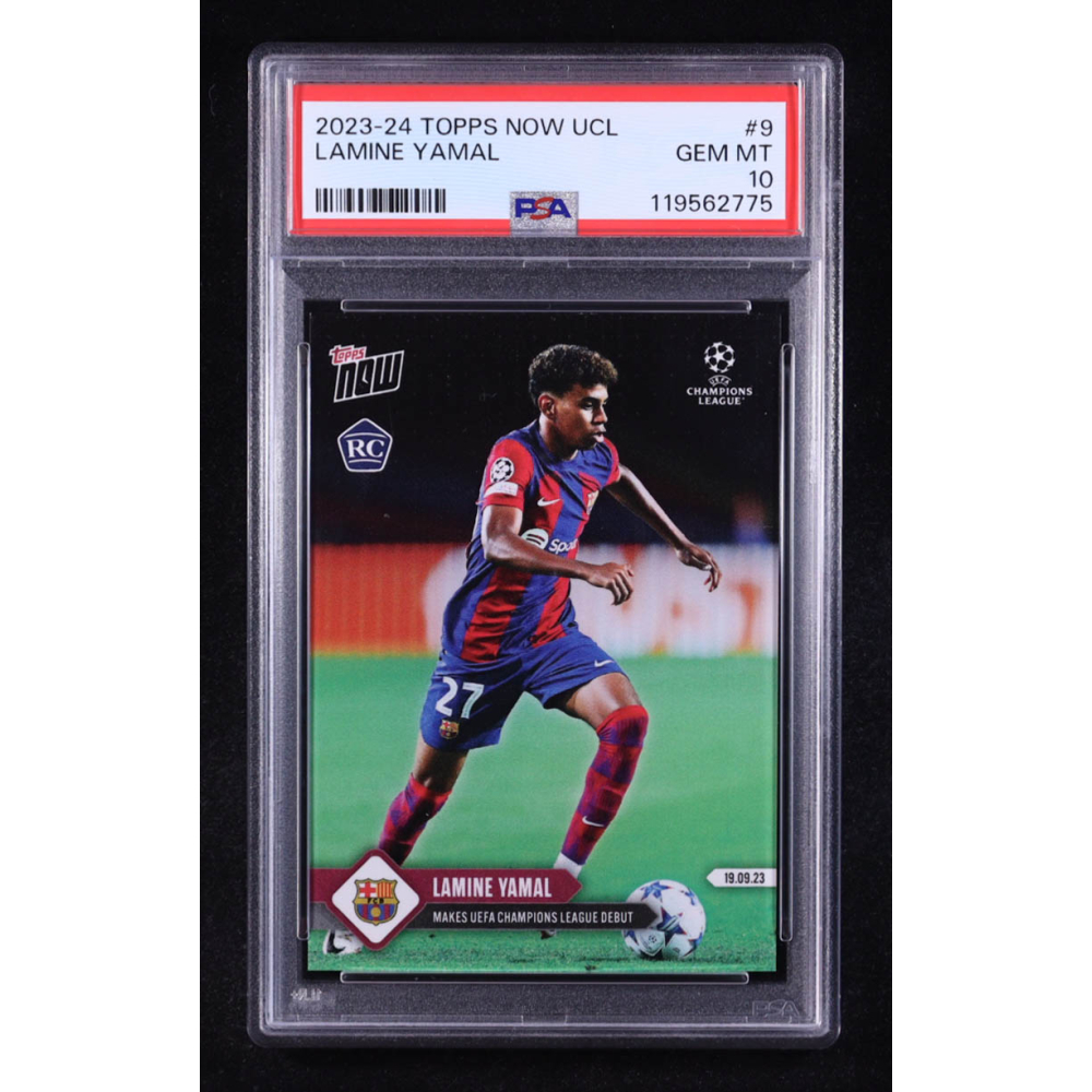 Lamine Yamal 2023-24 Topps Now UEFA Champions League #9 RC (PSA 10) at PristineAuction.com