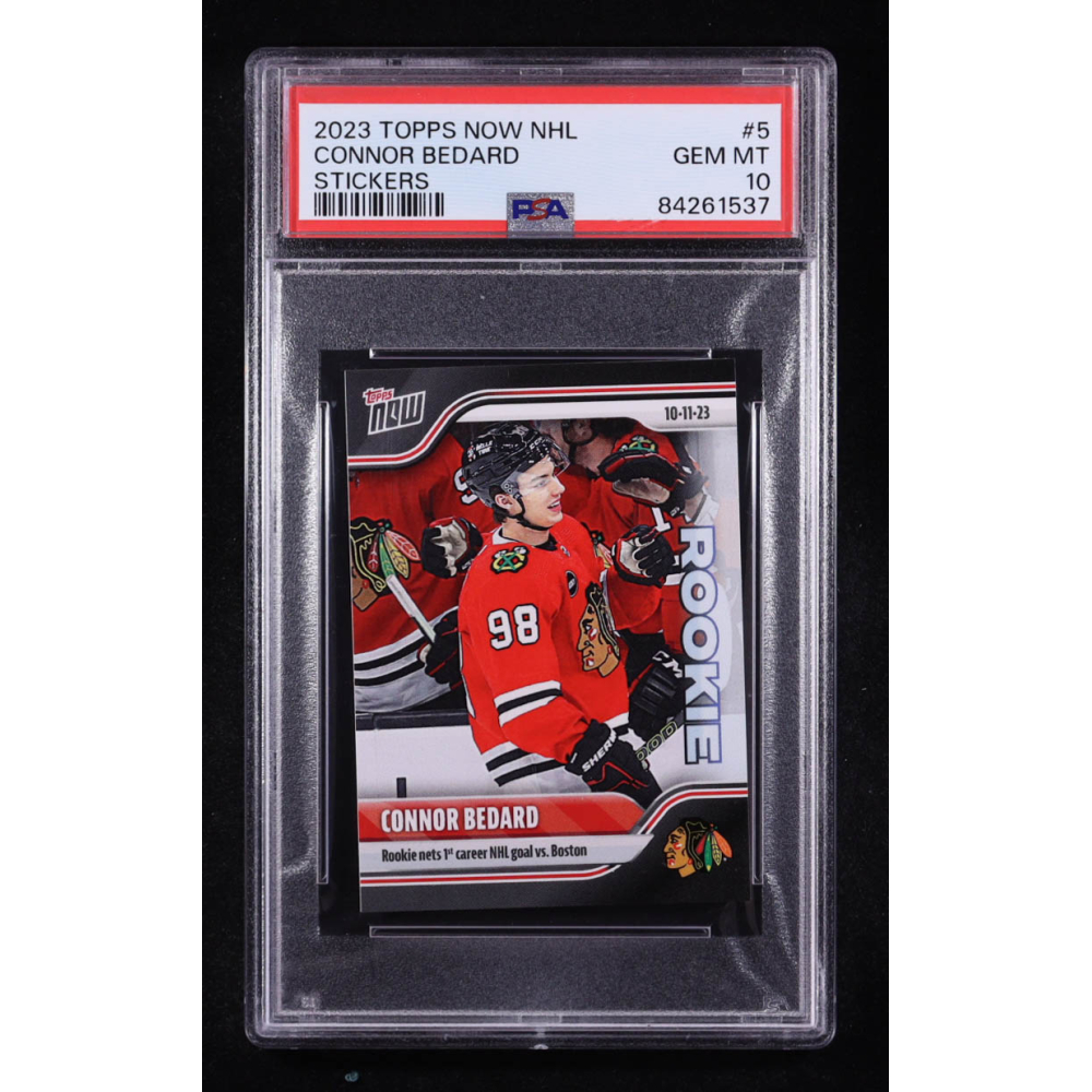 Connor Bedard 2023-24 Topps Now Stickers #5 RC (PSA 10) at PristineAuction.com