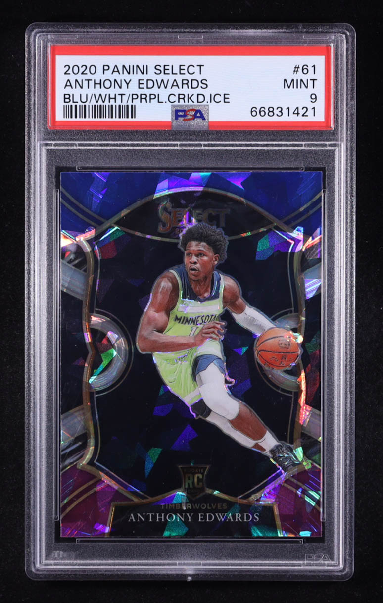 Anthony Edwards 2020-21 Select Prizms Blue White Purple Ice #61 RC (PSA 9) at PristineAuction.com Anthony Edwards 2020-21 Select Prizms Blue White Purple Ice #61 RC (PSA 9) at PristineAuction.com