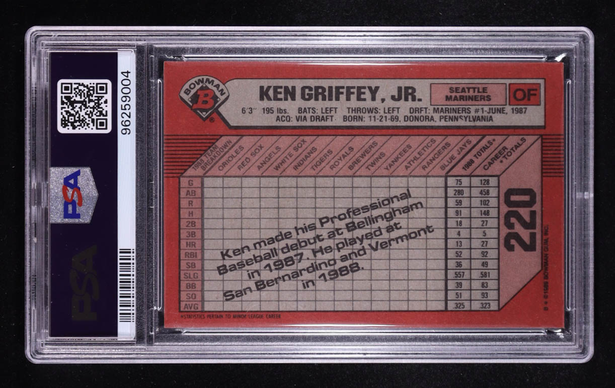 Ken Griffey Jr. 1989 Bowman #220 RC (PSA 9) at PristineAuction.com Ken Griffey Jr. 1989 Bowman #220 RC (PSA 9) at PristineAuction.com