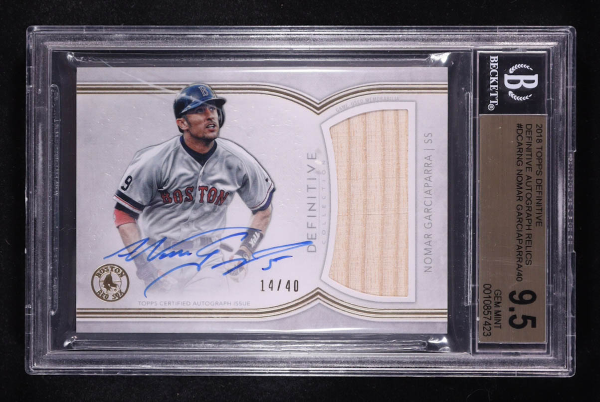 Nomar Garciaparra 2018 Topps Definitive Collection Definitive Autograph Relics #DCARNG #14/40 (BGS 9.5 | Autograph Graded 10) at PristineAuction.com Nomar Garciaparra 2018 Topps Definitive Collection Definitive Autograph Relics #DCARNG #14/40 (BGS 9.5 | Autograph Graded 10) at PristineAuction.com