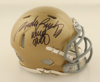 Rudy Ruettiger Signed Notre Dame Fighting Irish Speed Mini Helmet Inscribed "Never Quit" (Fanatics) at PristineAuction.com