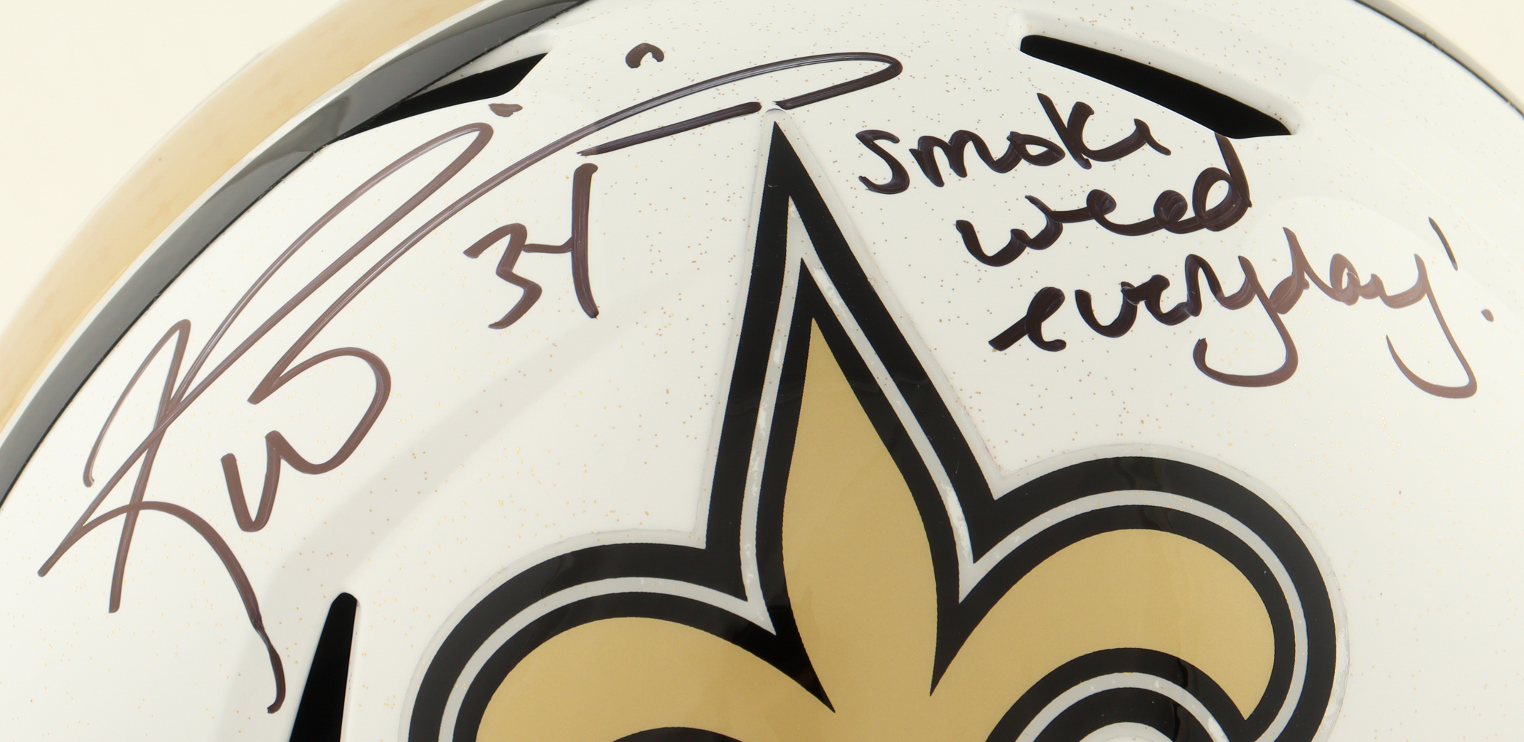 Ricky Williams Signed Saints Full-Size Lunar Eclipse Alternate Speed Helmet Inscribed "Smoke Weed Everyday" (Beckett) at PristineAuction.com Ricky Williams Signed Saints Full-Size Lunar Eclipse Alternate Speed Helmet Inscribed "Smoke Weed Everyday" (Beckett) at PristineAuction.com