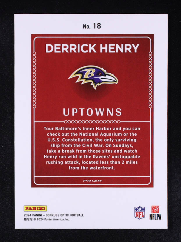 Derrick Henry 2024 Donruss Optic Uptowns #18 at PristineAuction.com Derrick Henry 2024 Donruss Optic Uptowns #18 at PristineAuction.com
